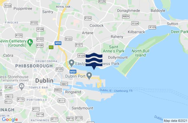 Mapa de mareas Coolock, Ireland