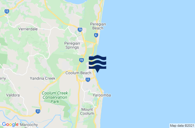 Mapa de mareas Coolum Beach, Australia