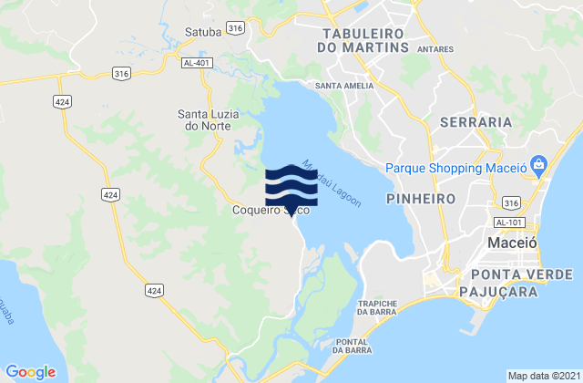 Mapa de mareas Coqueiro Seco, Brazil