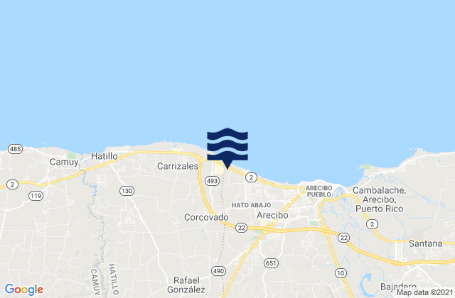 Mapa de mareas Corcovado Barrio, Puerto Rico