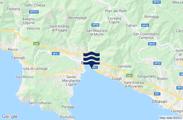 Mapa de mareas Coreglia Ligure, Italy