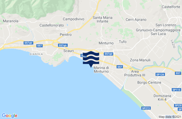 Mapa de mareas Coreno Ausonio, Italy