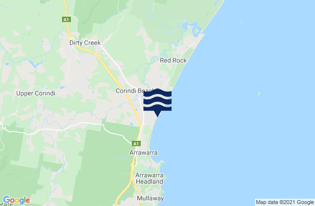 Mapa de mareas Corindi Beach, Australia