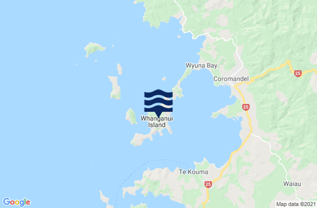 Mapa de mareas Coromandel Harbour - Whanganui Island, New Zealand