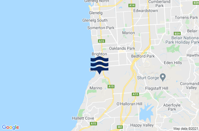 Mapa de mareas Coromandel Valley, Australia