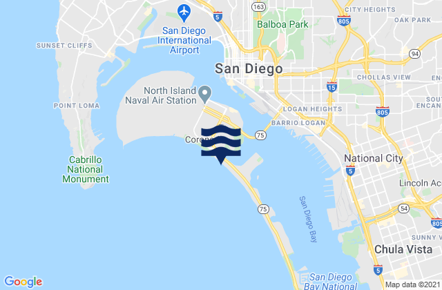 Mapa de mareas Coronado Shores Beach, United States
