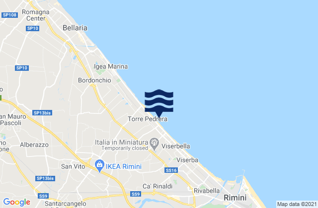 Mapa de mareas Corpolò, Italy