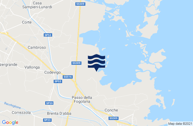Mapa de mareas Correzzola, Italy