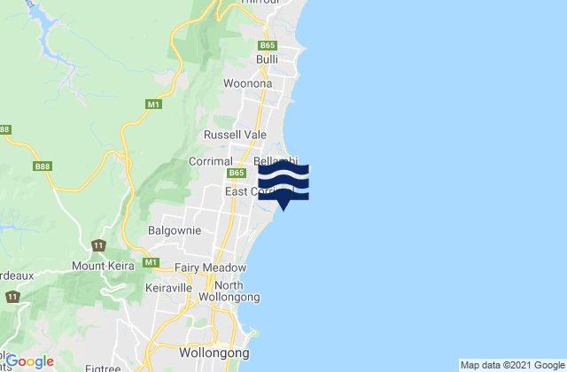 Mapa de mareas Corrimal Beach, Australia