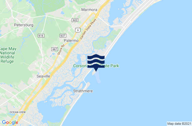 Mapa de mareas Corsons Inlet State Park (Strathmere), United States