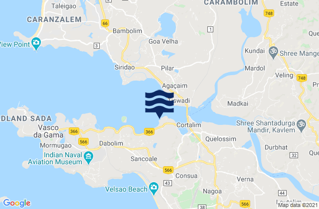 Mapa de mareas Cortalim, India