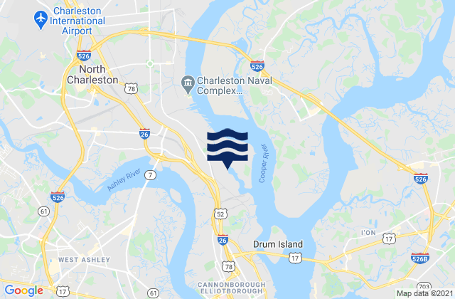 Mapa de mareas Cosgrove Bridge, United States