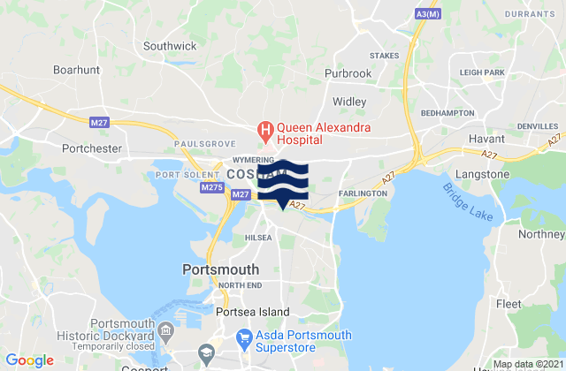 Mapa de mareas Cosham, United Kingdom
