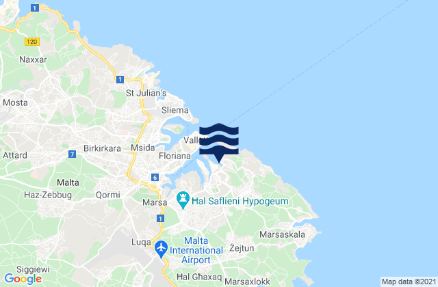 Mapa de mareas Cospicua, Malta