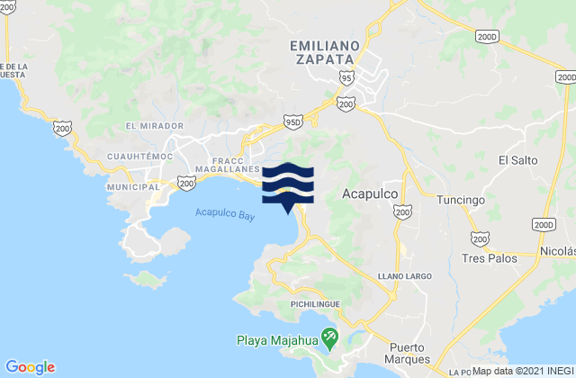 Mapa de mareas Costa Azul, Mexico