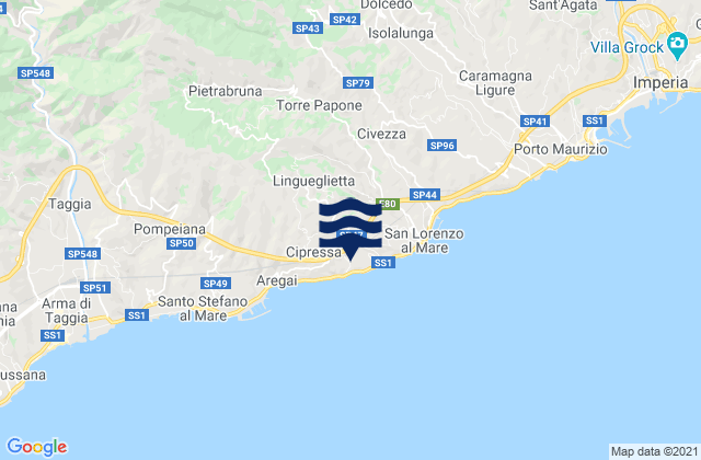 Mapa de mareas Costarainera, Italy
