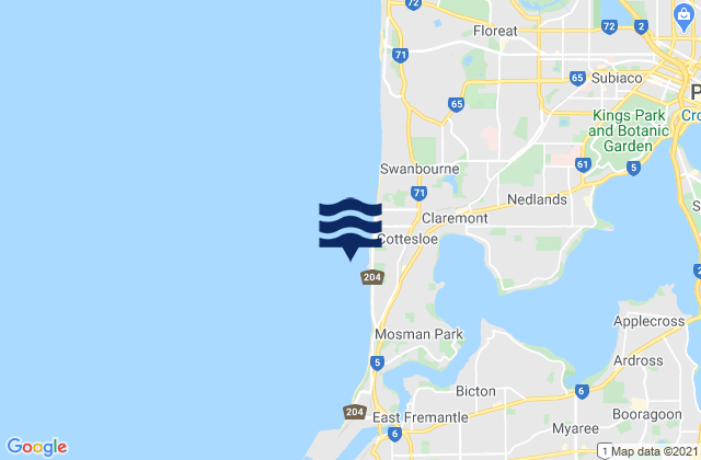 Mapa de mareas Cottesloe Beach, Australia