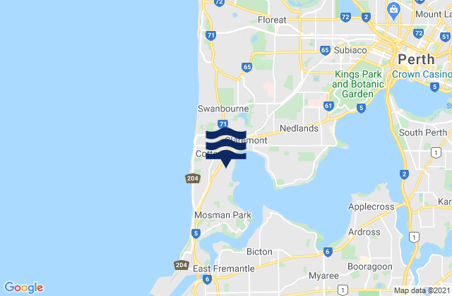 Mapa de mareas Cottesloe, Australia