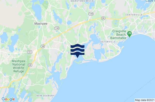 Mapa de mareas Cotuit Bay entrance (Bluff Point), United States
