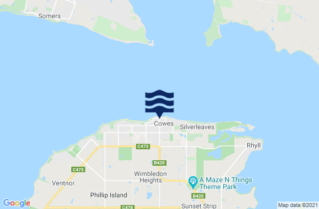 Mapa de mareas Cowes, Australia