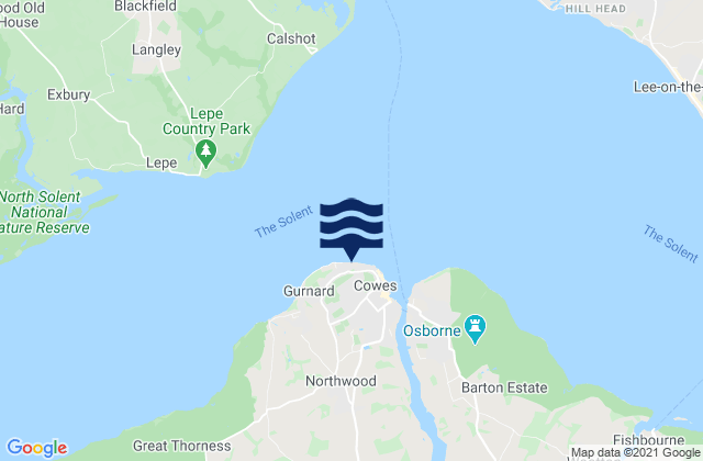 Mapa de mareas Cowes Beach, United Kingdom
