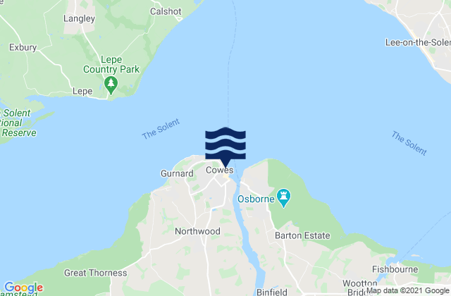 Mapa de mareas Cowes, United Kingdom