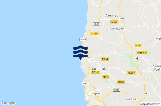 Mapa de mareas Coxos, Portugal