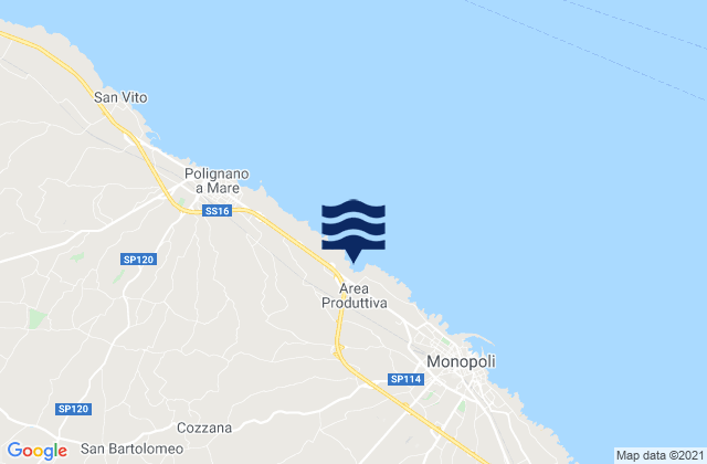 Mapa de mareas Cozzana, Italy