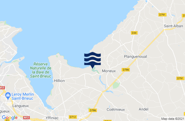 Mapa de mareas Coëtmieux, France