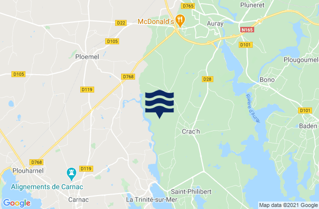 Mapa de mareas Crach, France