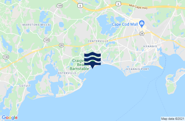 Mapa de mareas Craigville Beach, United States