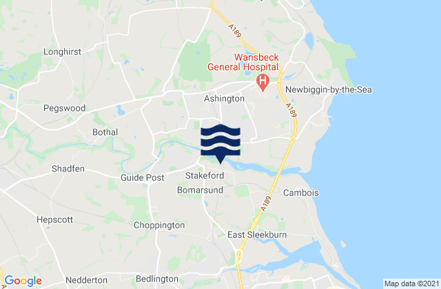 Mapa de mareas Cramlington, United Kingdom