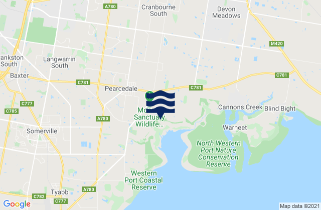 Mapa de mareas Cranbourne South, Australia