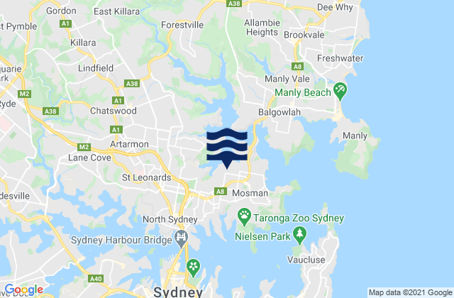 Mapa de mareas Cremorne, Australia