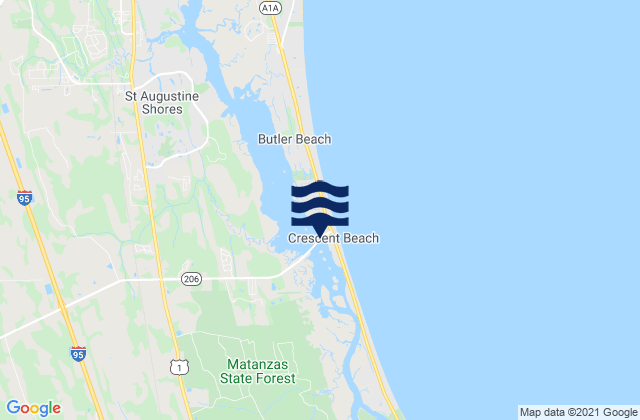 Mapa de mareas Crescent Beach Matanzas River, United States