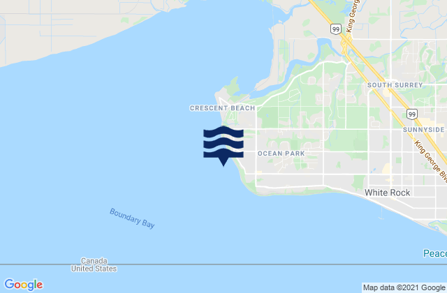 Mapa de mareas Crescent Beach, Canada