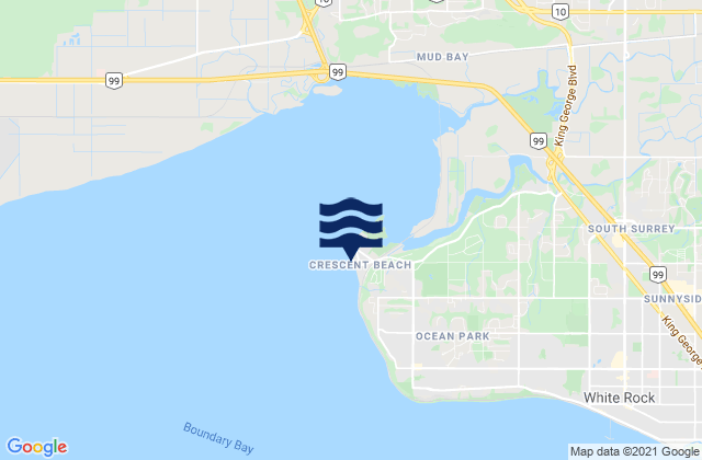 Mapa de mareas Crescent Beach Vancouver, Canada