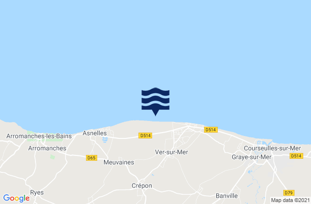 Mapa de mareas Creully, France