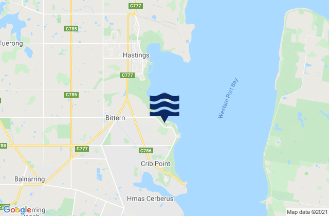 Mapa de mareas Crib Point, Australia