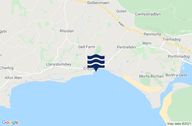 Mapa de mareas Criccieth Beach, United Kingdom