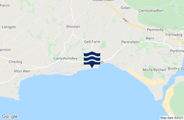 Mapa de mareas Criccieth Castle Beach, United Kingdom