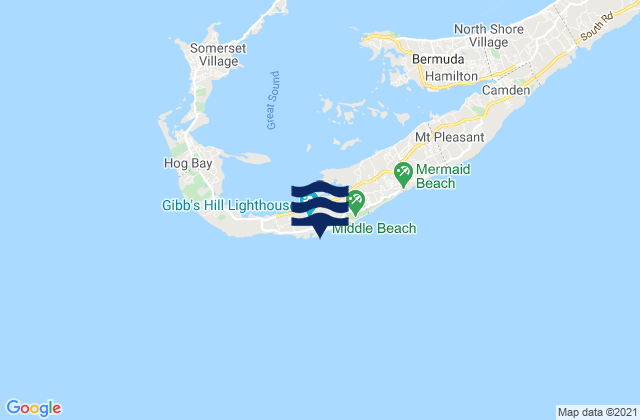 Mapa de mareas Cross Bay Beach, Bermuda