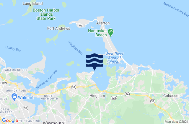 Mapa de mareas Crow Point Hingham Harbor Entrance, United States