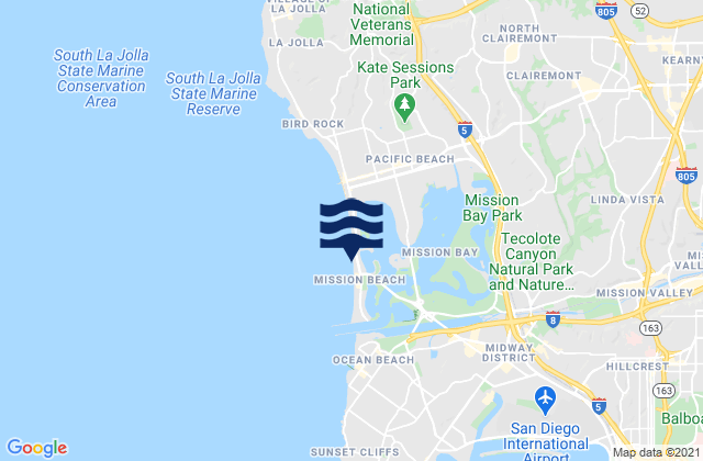 Mapa de mareas Crown Point (Mission Bay), United States