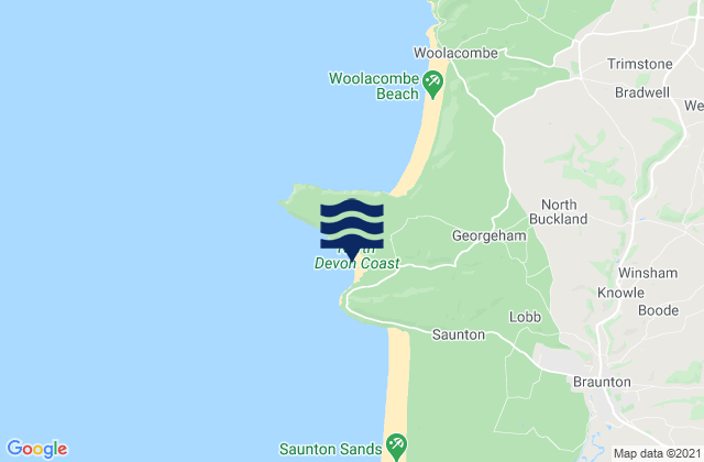 Mapa de mareas Croyde Bay Beach, United Kingdom