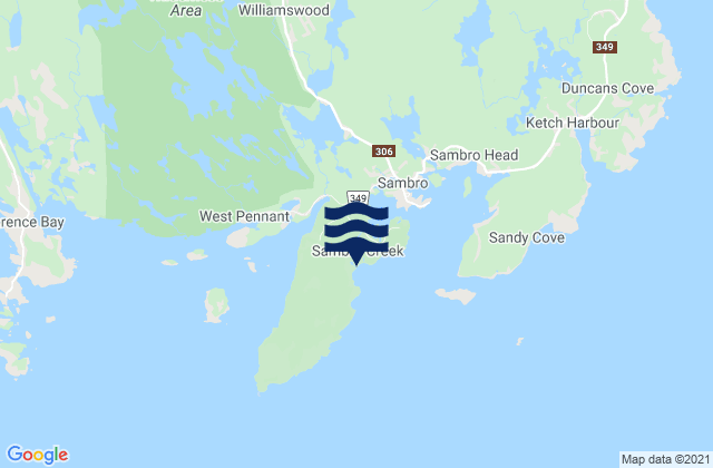 Mapa de mareas Crystal Crescent Beach, Canada