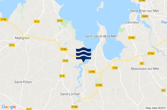 Mapa de mareas Créhen, France