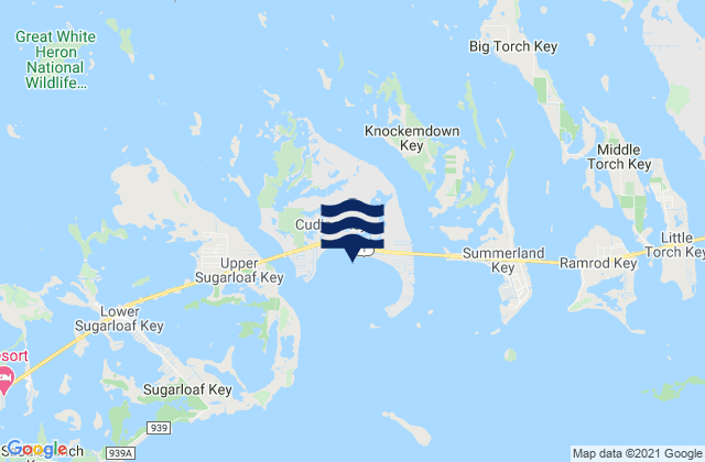 Mapa de mareas Cudjoe Key (Cudjoe Bay), United States