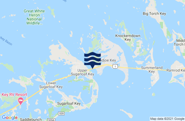 Mapa de mareas Cudjoe Key Pirates Cove, United States