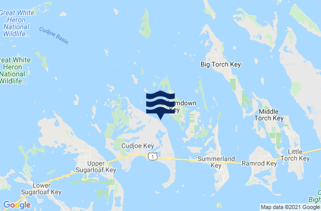 Mapa de mareas Cudjoe Key northeast side Kemp Channel, United States